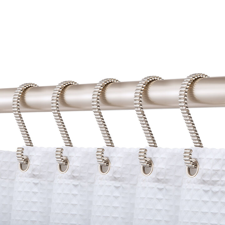Utopia Alley Rust-Proof Zinc Decorative Shower Curtain Hooks, Smooth Glide S-Hooks- Set of 12