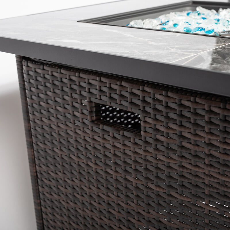 Streamdale 30'' Outdoor Fire Table with Glass Rocks and Rain Cover image number 6