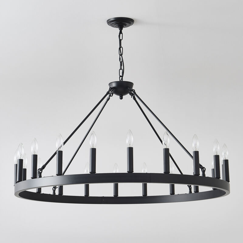 ELEMENT ACE 20-Light Extra Large Wagon Wheel Chandelier for High Ceilings, Ideal for Dining Room, Living Room, Kitchen, Bedroom and Porch Indoor Hanging Lighting image number 5