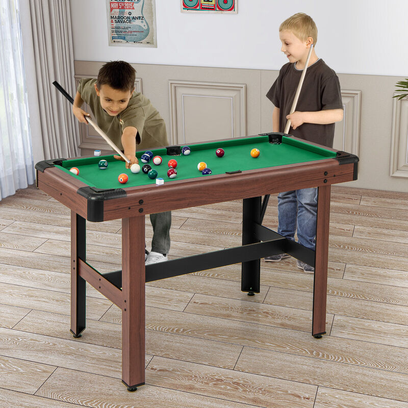Kids and Adults Wooden Pool Table with Complete Billiard Ball Set image number 1