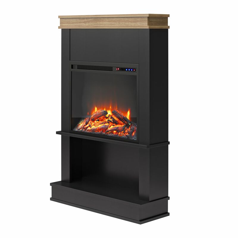 Mateo Electric Fireplace with Mantel and Open Shelf