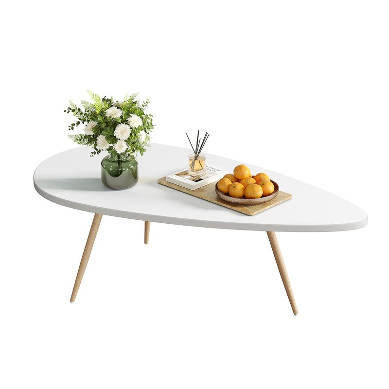 SAYGOER Modern Coffee Table White Oval Coffee Tables for Living Room Simple Center Table for Small Space Home Office Easy Assemb