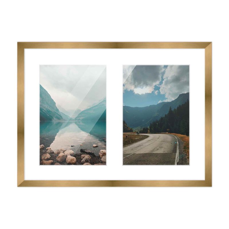 11x14 Wood Collage Frame with White Mat for 2 5x7 Pictures