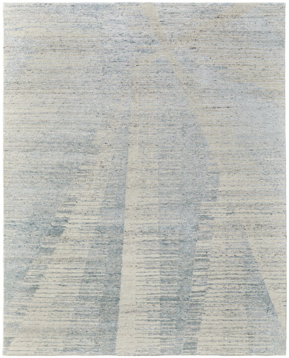 Abstract Hand Knotted Worn Faded Area Rug