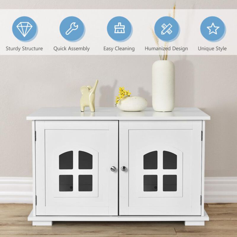 Hivvago Large Wooden Cat Litter Box Enclosure Hidden Cat Washroom with Divider