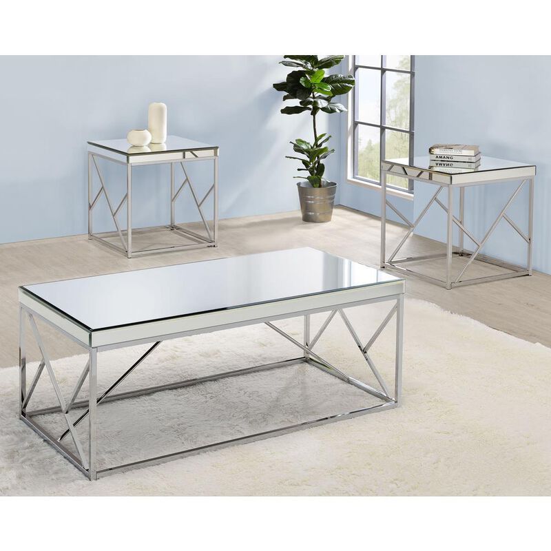 Evelyn Mirror Top End Table - Chrome