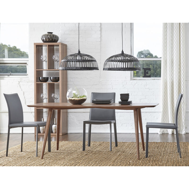 Set of Two Leather Dining Side Chairs with Cushioned Seats