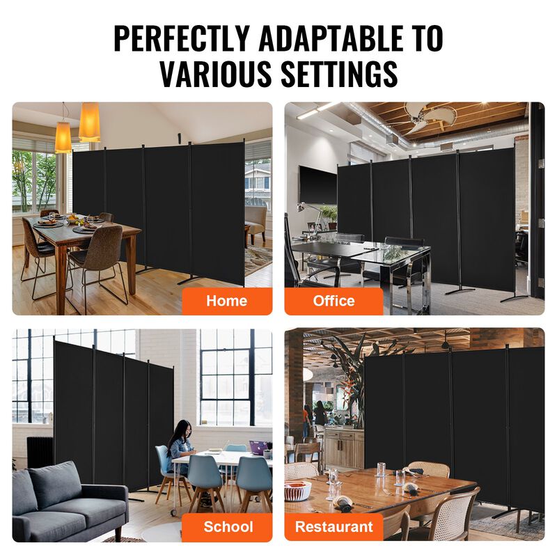 4-Panel Folding Room Divider for Privacy in Bedroom, Office, or Living Room