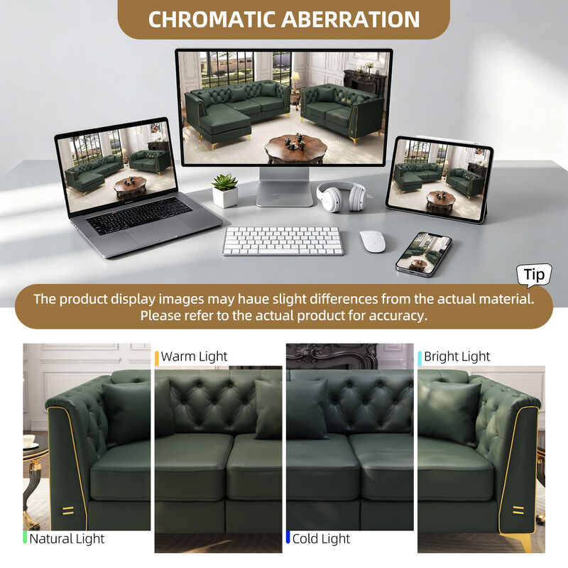 Wotvo 81.5" 3-Seater Modular Chesterfield Sofa image number 5