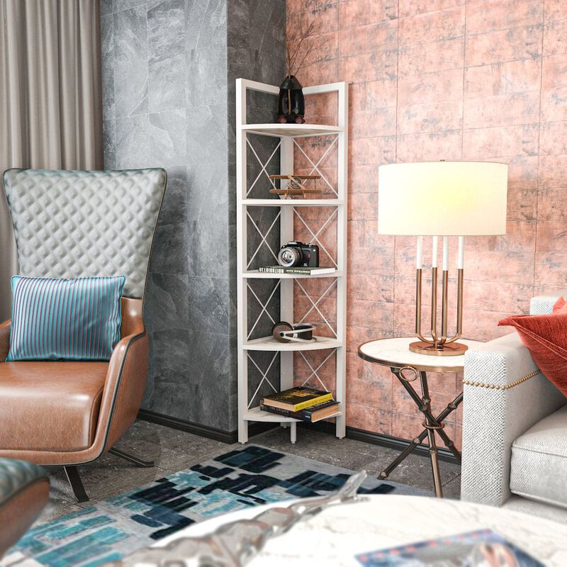 Decorotika Remo Corner Bookshelf - Ephesus White