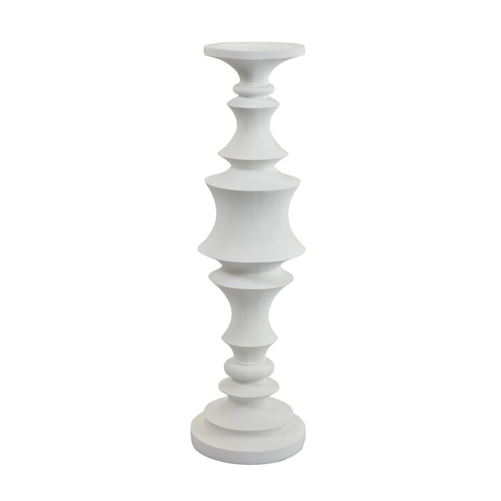 Tabletop D&eacute;cor Candle Holder, Tiered Baluster Style, White Resin, 18 Inch