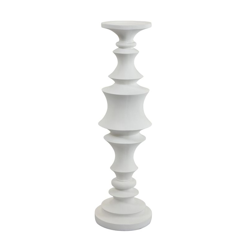 Tabletop D&eacute;cor Candle Holder, Tiered Baluster Style, White Resin, 18 Inch image number 0