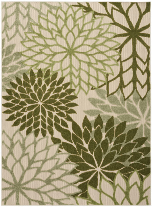 HomeRoots 5' X 8' Ivory And Green Floral Indoor Outdoor Area Rug