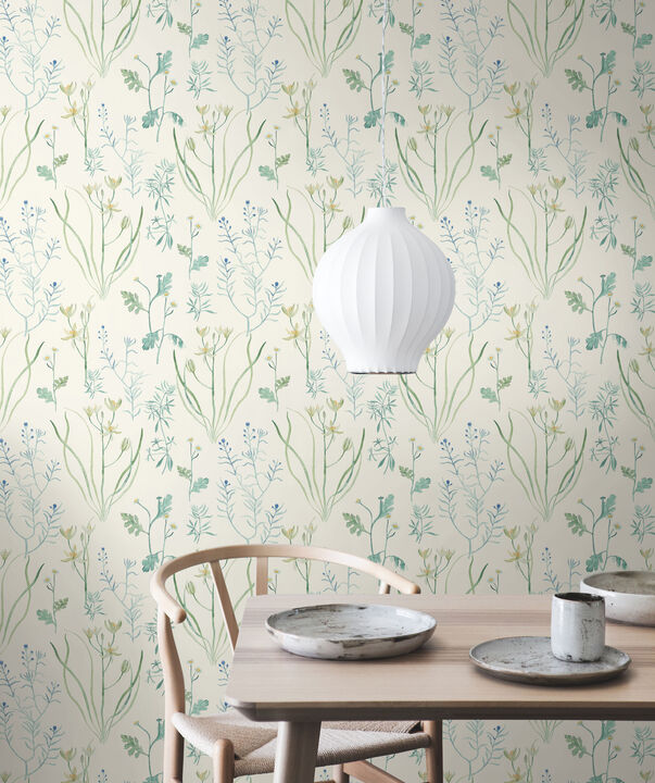 Alpine Botanical White Wallpaper