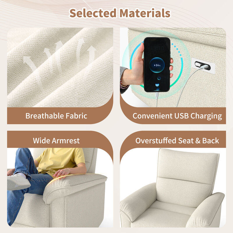 360&deg; Swivel Rocker Recliner Chair, Swivel Nursery Rocking Chair, Glider Chair, Rocking Swivel Recliners image number 5