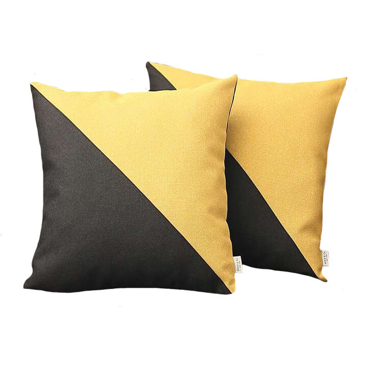 Homezia Set Of Two 18" X 18" Geometric Zippered Handmade Polyester Throw Pillow