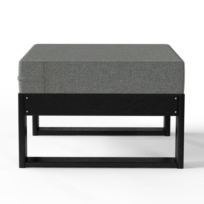 WestinTrends Outdoor HDPE Patio Ottoman with Waterproof Olefin Cushions