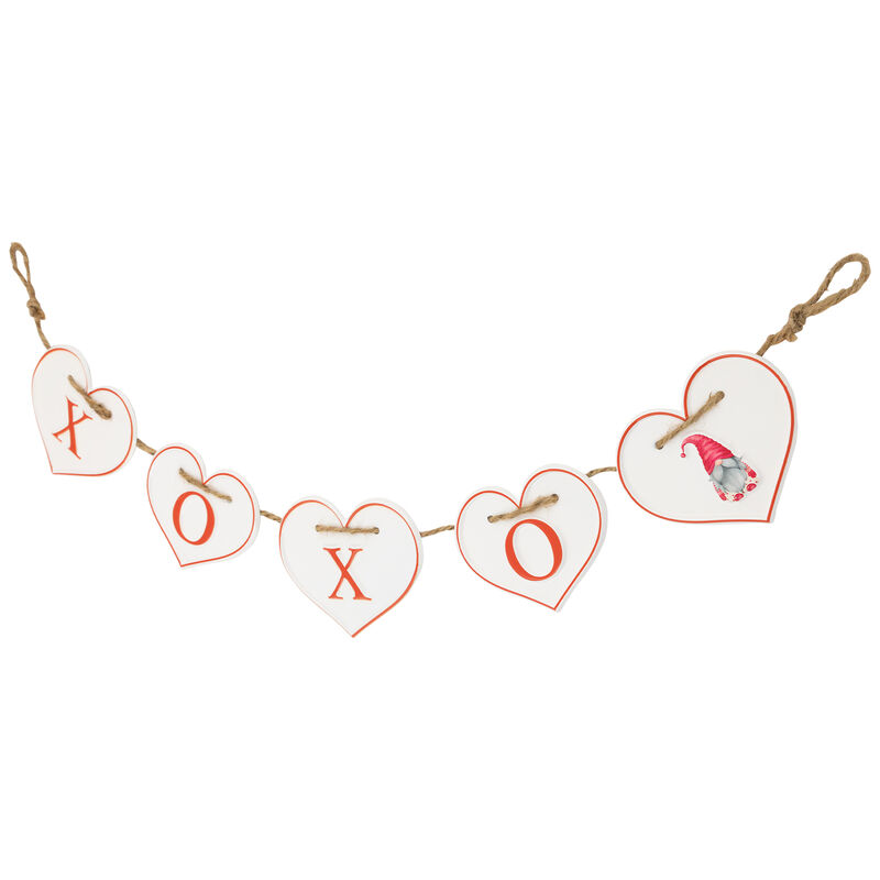 Hearts "XOXO" Valentine's Day Metal Banner - 32" - White and Red
