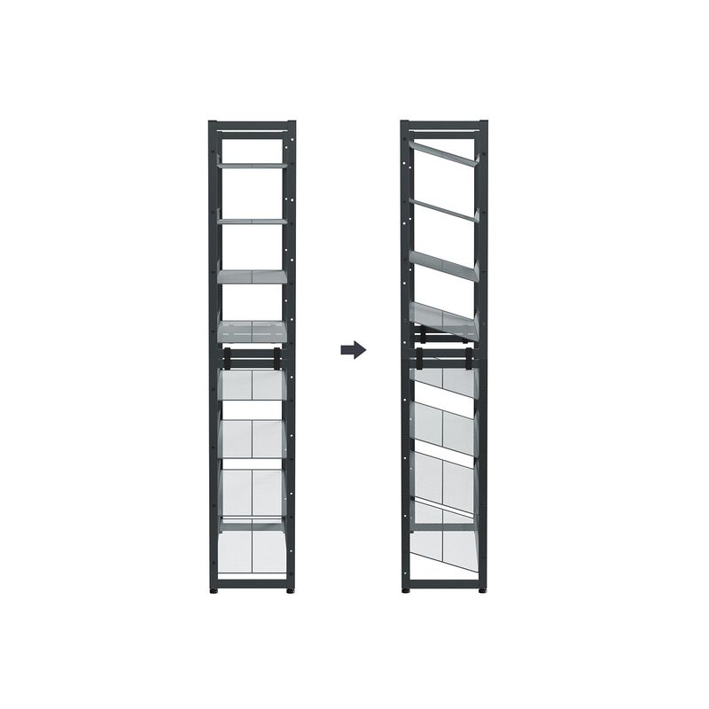 BreeBe Set of 2 Gray Shoe Rack with Adjustable Shelves