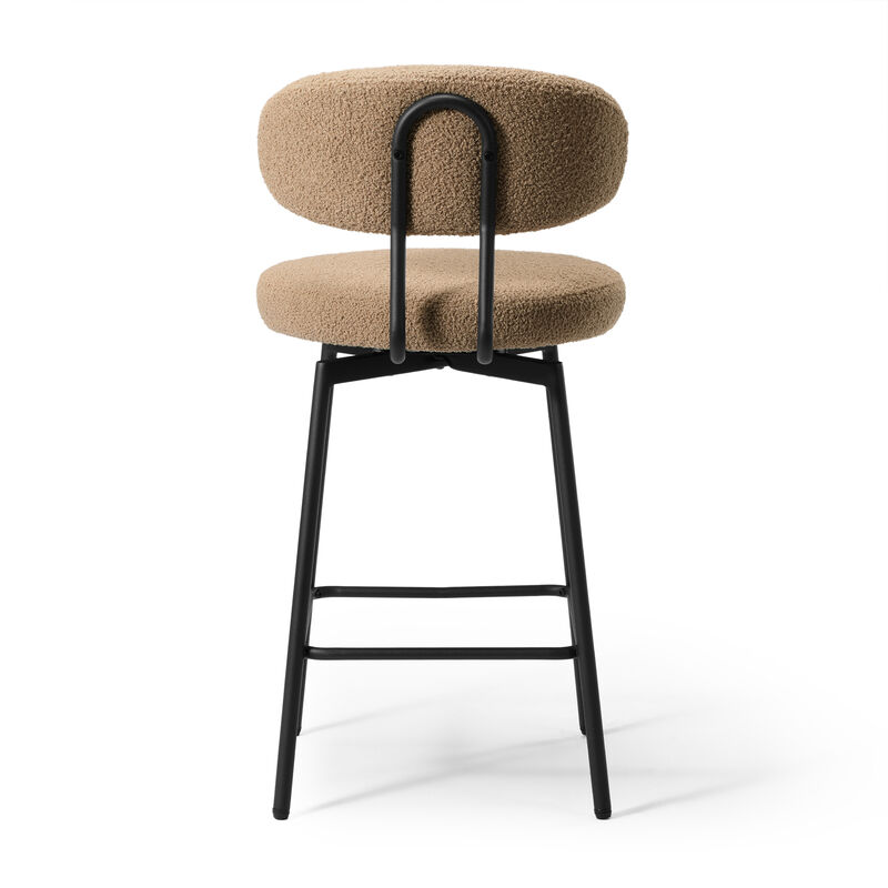 WestinTrends Modern Upholstered Sherpa Fabric Counter Height Bar Stools with Back (Set of 2) image number 4