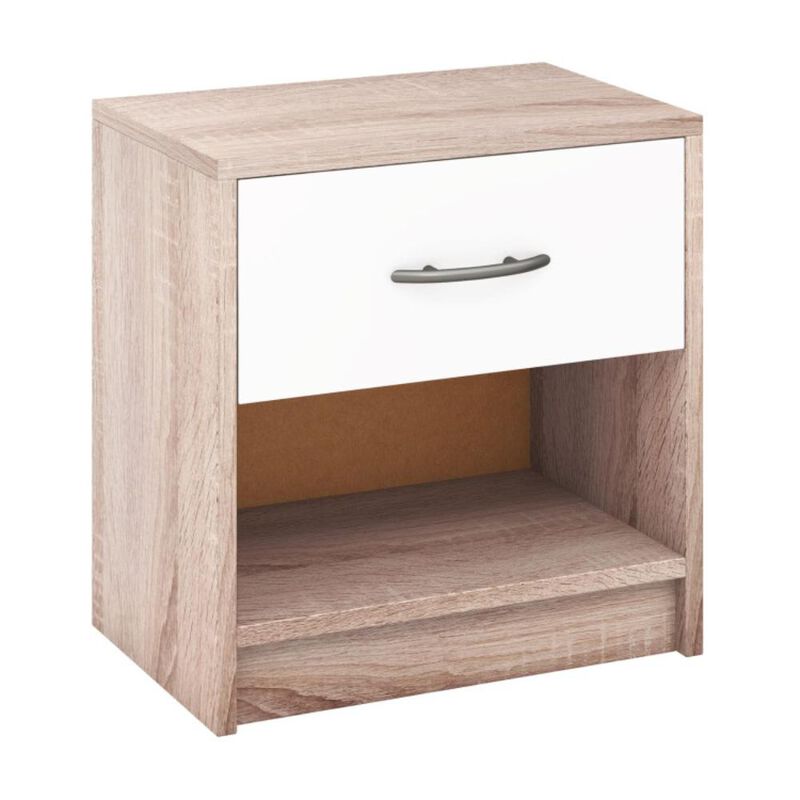 Hivvago Bedside Table Nightstand with Drawer and Open Storage Shelf