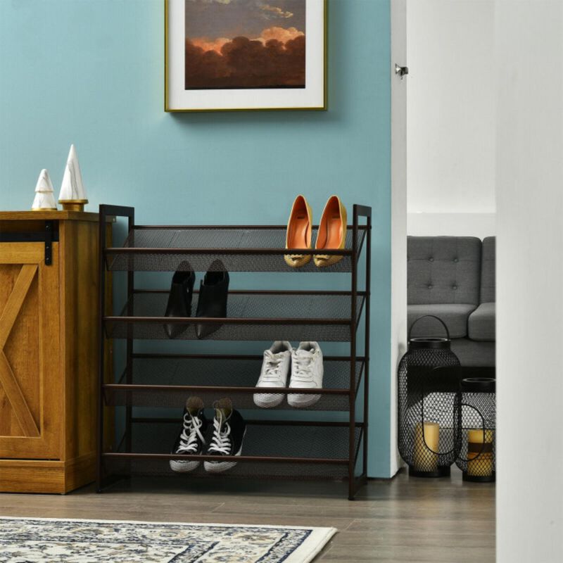Hivvago Flat and Slant Metal Shoe Rack for Entryway Hallway
