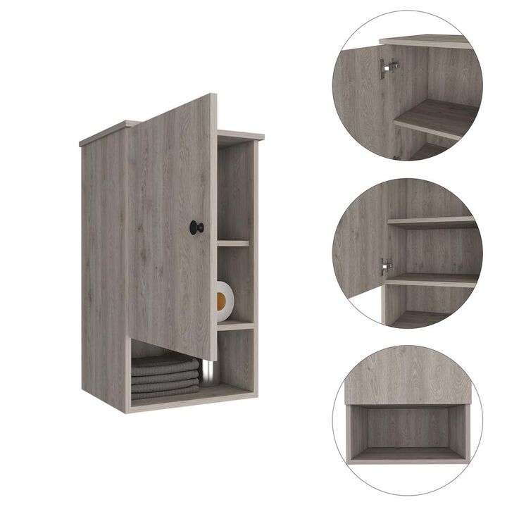 DEPOT E-SHOP Cottonwood Medicine Cabinet-One Door Cabinet, Three Shelves-Light Grey, For Bathroom