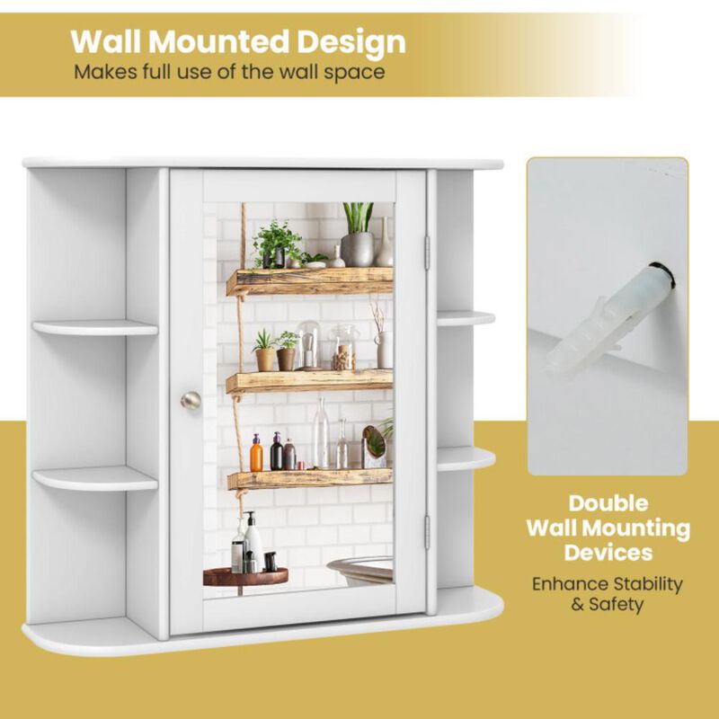 Hivvago Wall-Mounted Bathroom Mirror Cabinet with Storage Shelves