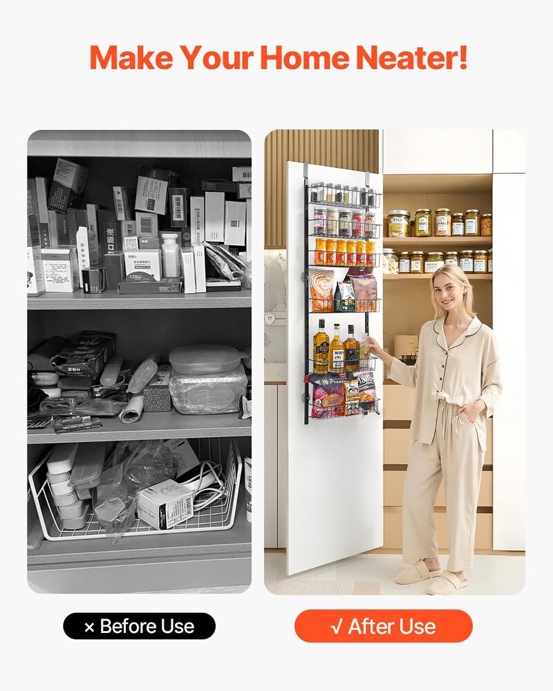 Over the Door Pantry Organizer &ndash; 6-Tier Adjustable Storage Rack for Kitchen Supplies image number 5