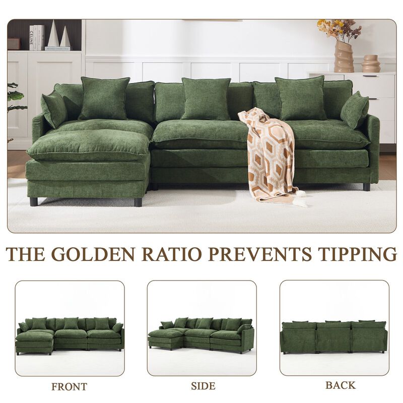 Envelor Modern L-Shaped Modular Chenille Sectional Sofa image number 4