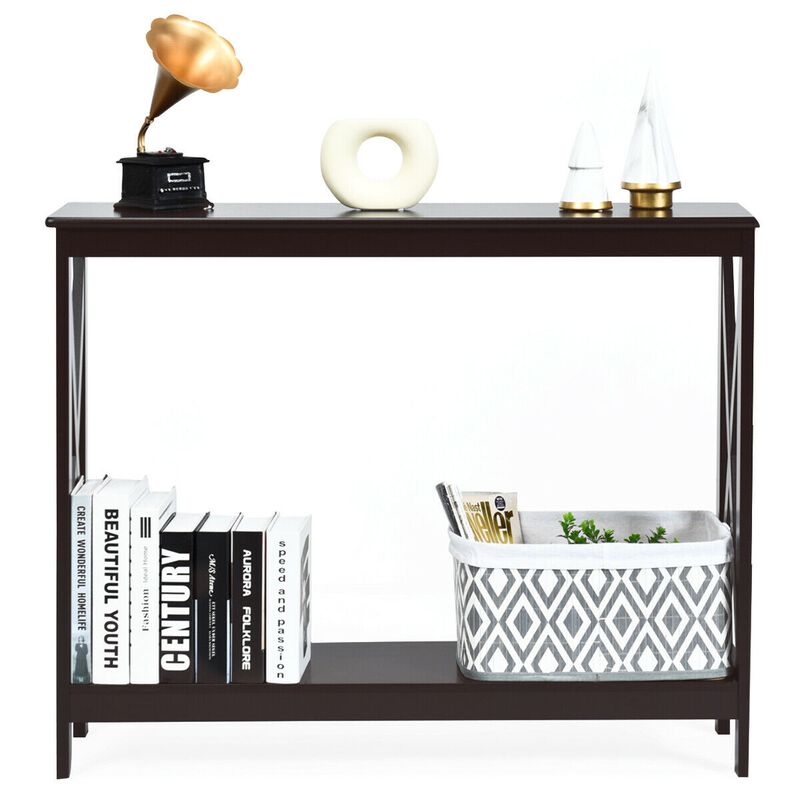 2-Tier Console X-Design Sofa Side Accent Table image number 4