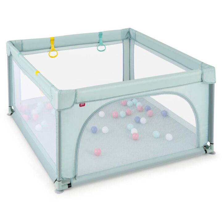 Hivvago Large Kids Activity Center Baby Playpen for Toddlers with 4 Pull Rings