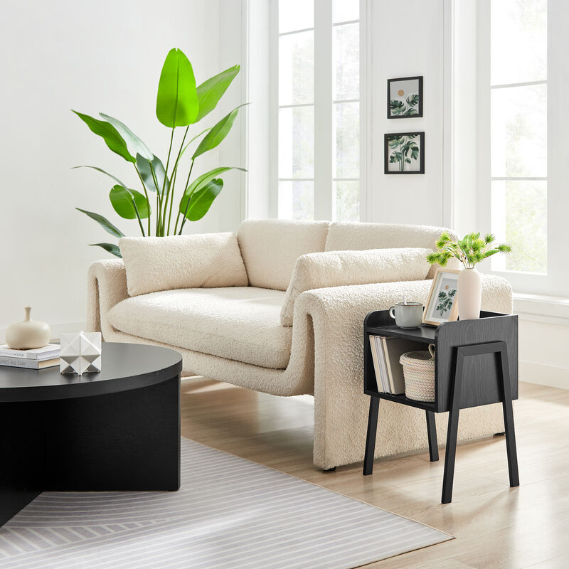 Kazuyo Mid-Century Modern Black Metal Two-Tier End Side Table