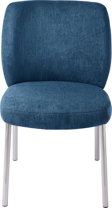 Fomo Chenille-upholstered Stainless Steel Base Dining Chair in Azure - Set of 2