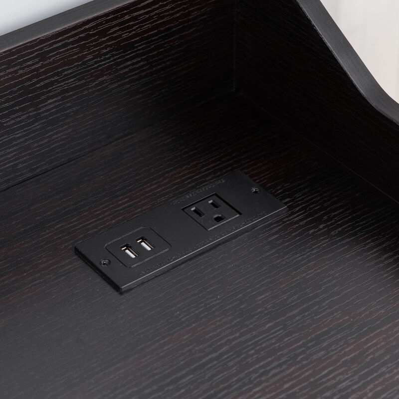 Red Cocoa Home Office Desk with One Catch all Drawer and USB/Power Outlet