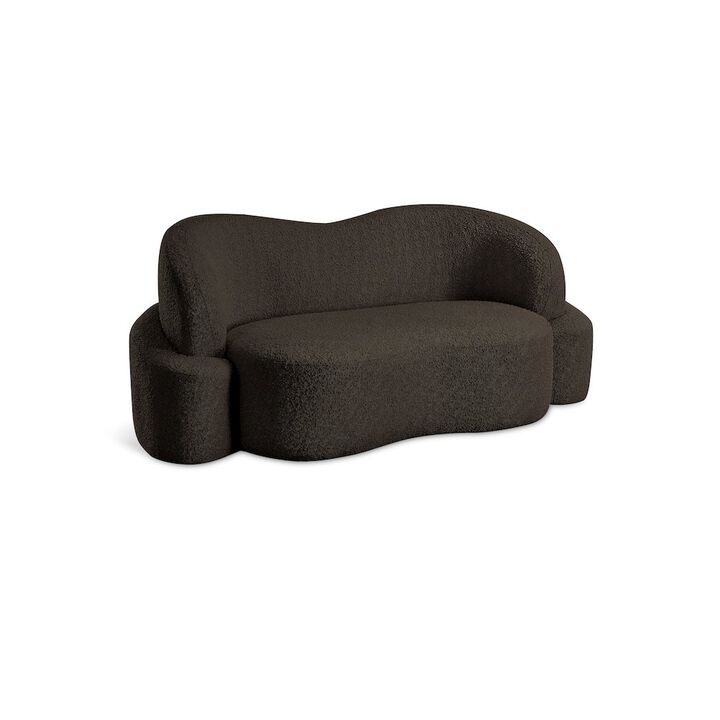 Meridian Furniture Principessa Brown Boucle Fabric Loveseat