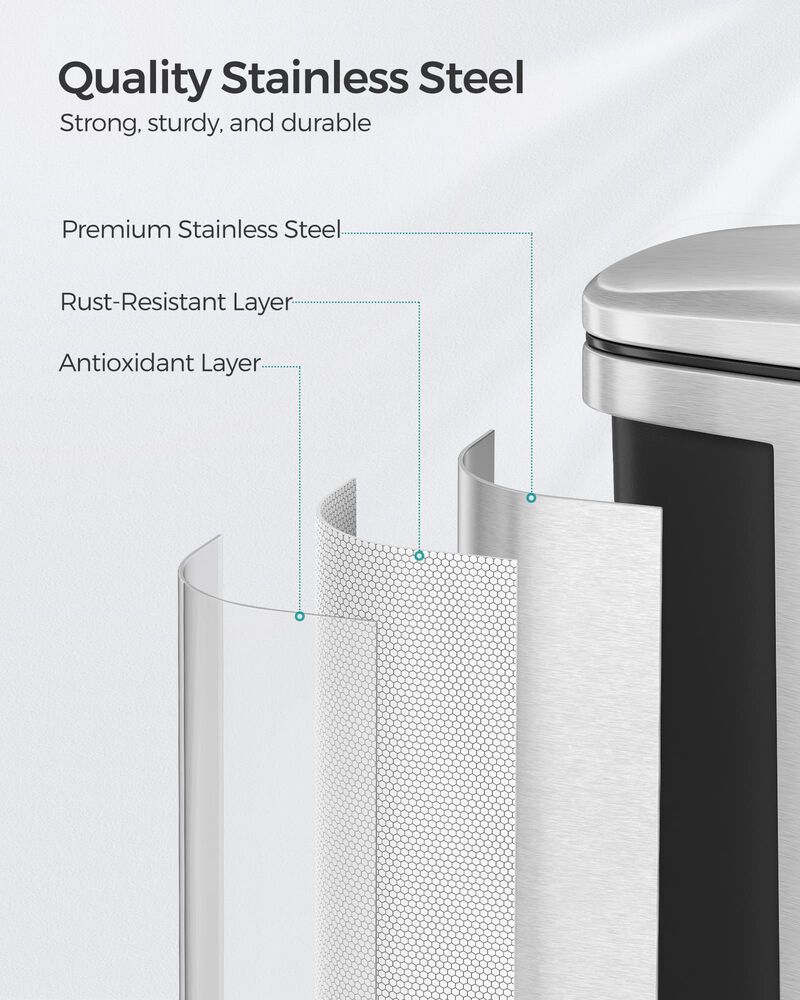 Stainless Steel Trash Can with Soft Close Lid and Removable Liner image number 5