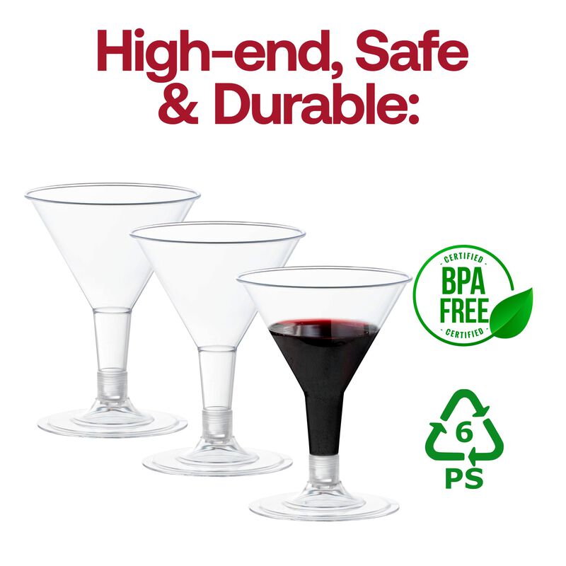2 oz. Clear Plastic Mini Martini Shot Glasses (192 Glasses) image number 6