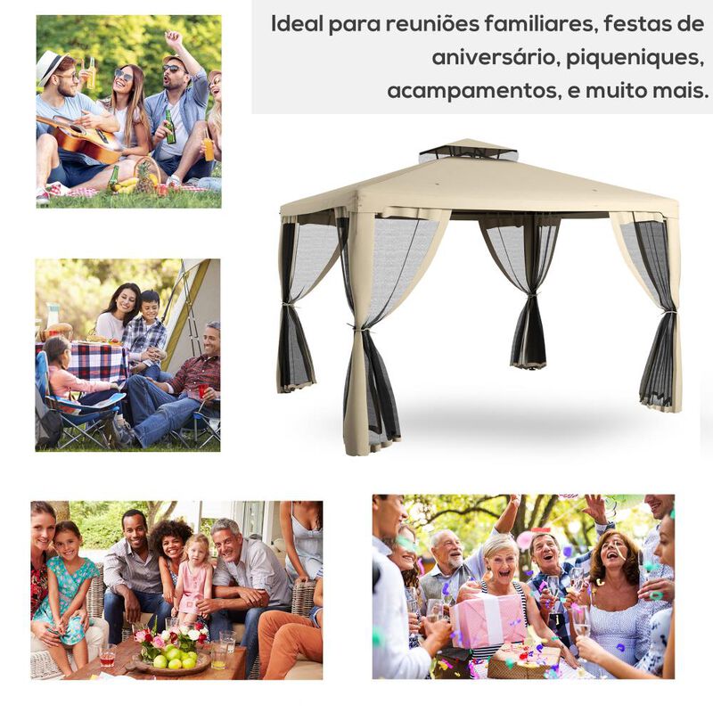 Hivvago 9.6' x 11.6' Garden Gazebo with Double Roof image number 6