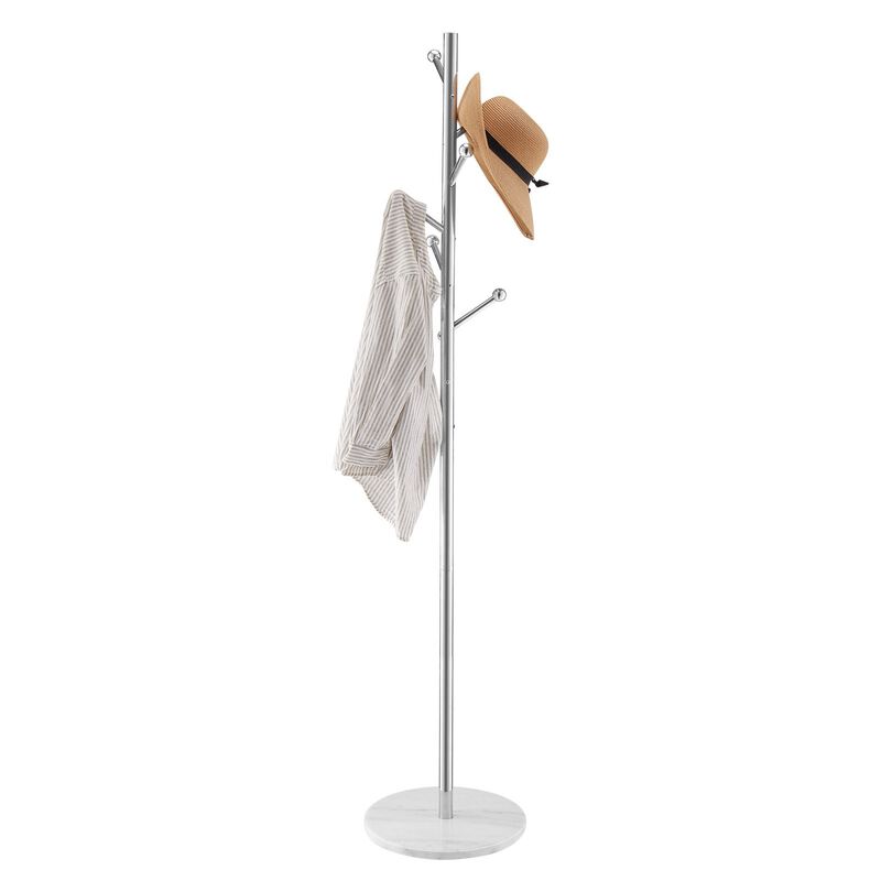 Modern Coat Rack with Marble Base and 8 Hooks, Freestanding Hall Tree image number 8