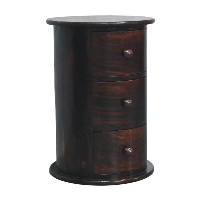 Artisan Furniture Solid Wood California Walnut Drum 3 Drawer Chest , Brown image number 3