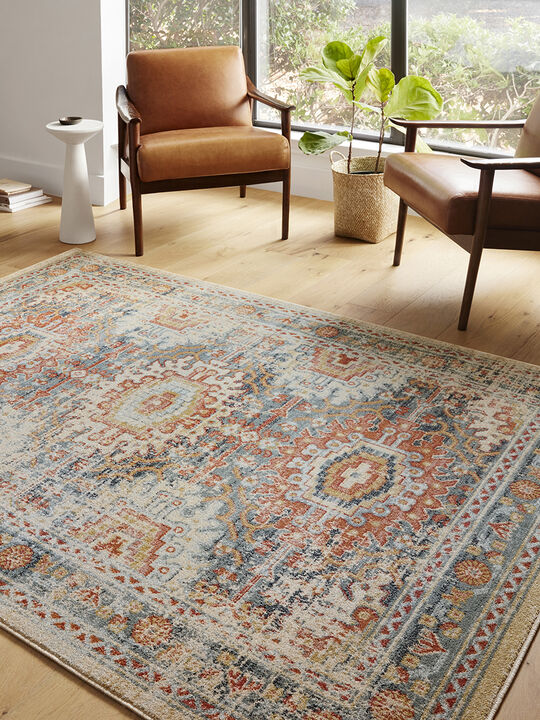 Jocelyn JOC03 Mist/Multi 4' x 6' Rug