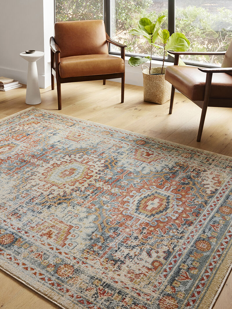 Jocelyn JOC03 Mist/Multi 4' x 6' Rug
