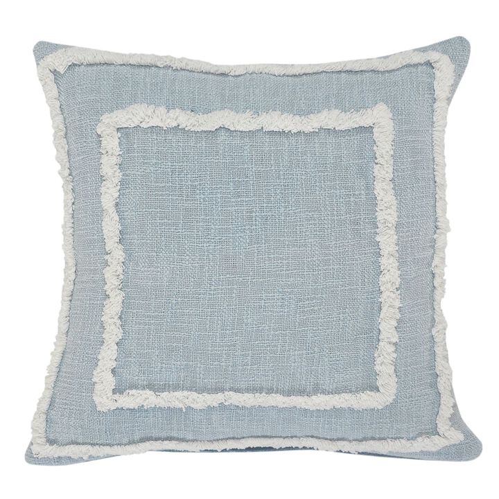 20" Blue and White Tufted Square Throw Pillow