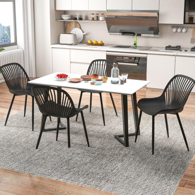 Hivvago Modern Kitchen Chairs with Metal Legs, Cutout Backrest, Curved Seat for Dining Room Home Office