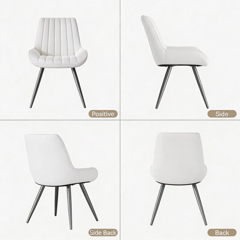 Modern Ribbed Fabric Upholstered Dining Chair Set of 4 image number 1