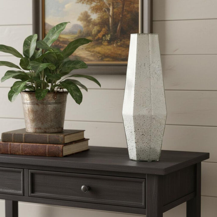 HomeRoots 20" Antiqued Silver Glass Cylinder Table Vase