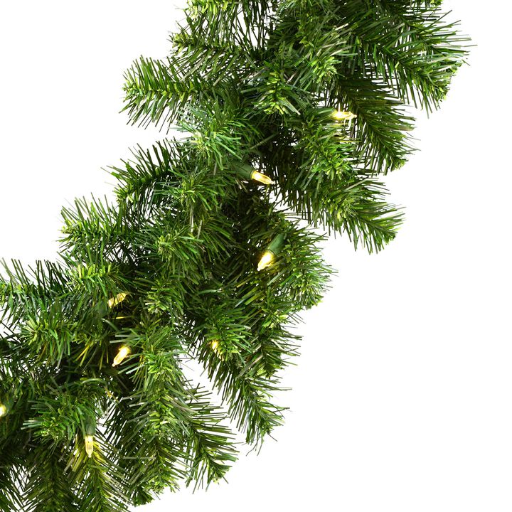 Vickerman 9' Douglas Fir Artificial Christmas Garland - Warm White LED Lights - Faux Fir Christmas Garland - Indoor Outdoor Garland - Reliable and Durable