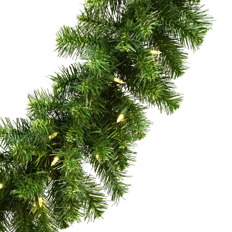Vickerman 9' Douglas Fir Artificial Christmas Garland - Warm White LED Lights - Faux Fir Christmas Garland - Indoor Outdoor Garland - Reliable and Durable image number 1