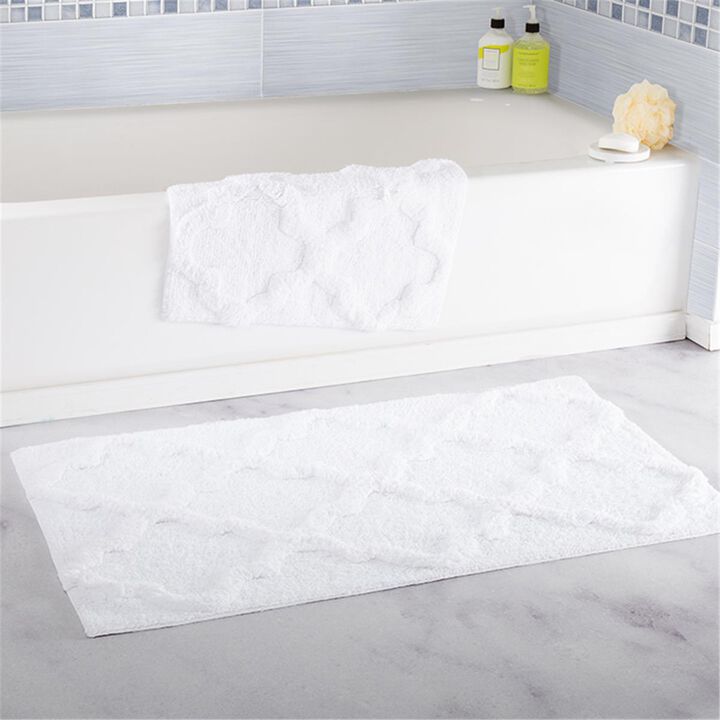 Lavish Home  100 Percent Cotton Trellis Bathroom Mat Set - 2 Piece